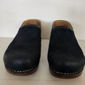 Dansko Breanna Black Burnished Suede Clog shoes Size 9.5 EU 40